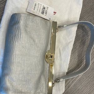New Ferragamo silver handbag